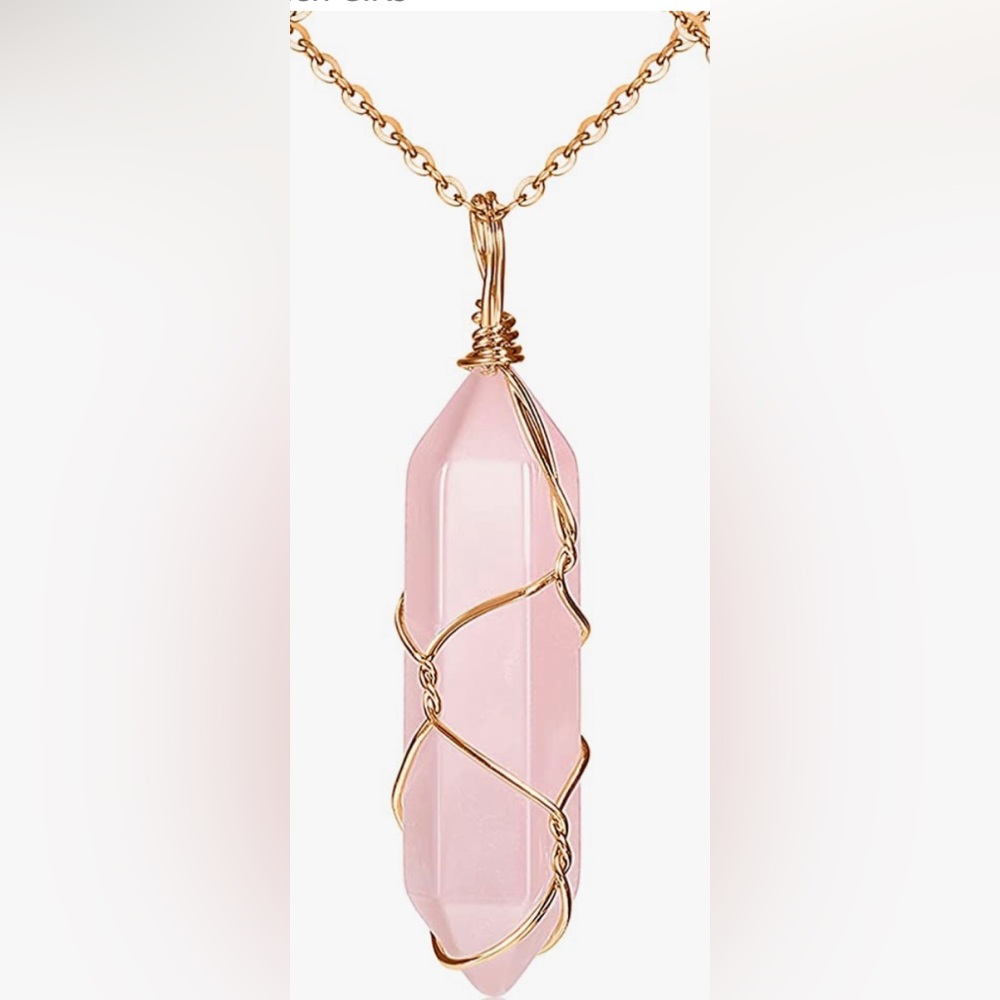 ❤️2/$20❤️ Rose Quartz Crystal Necklace Healing Stone Pendant
